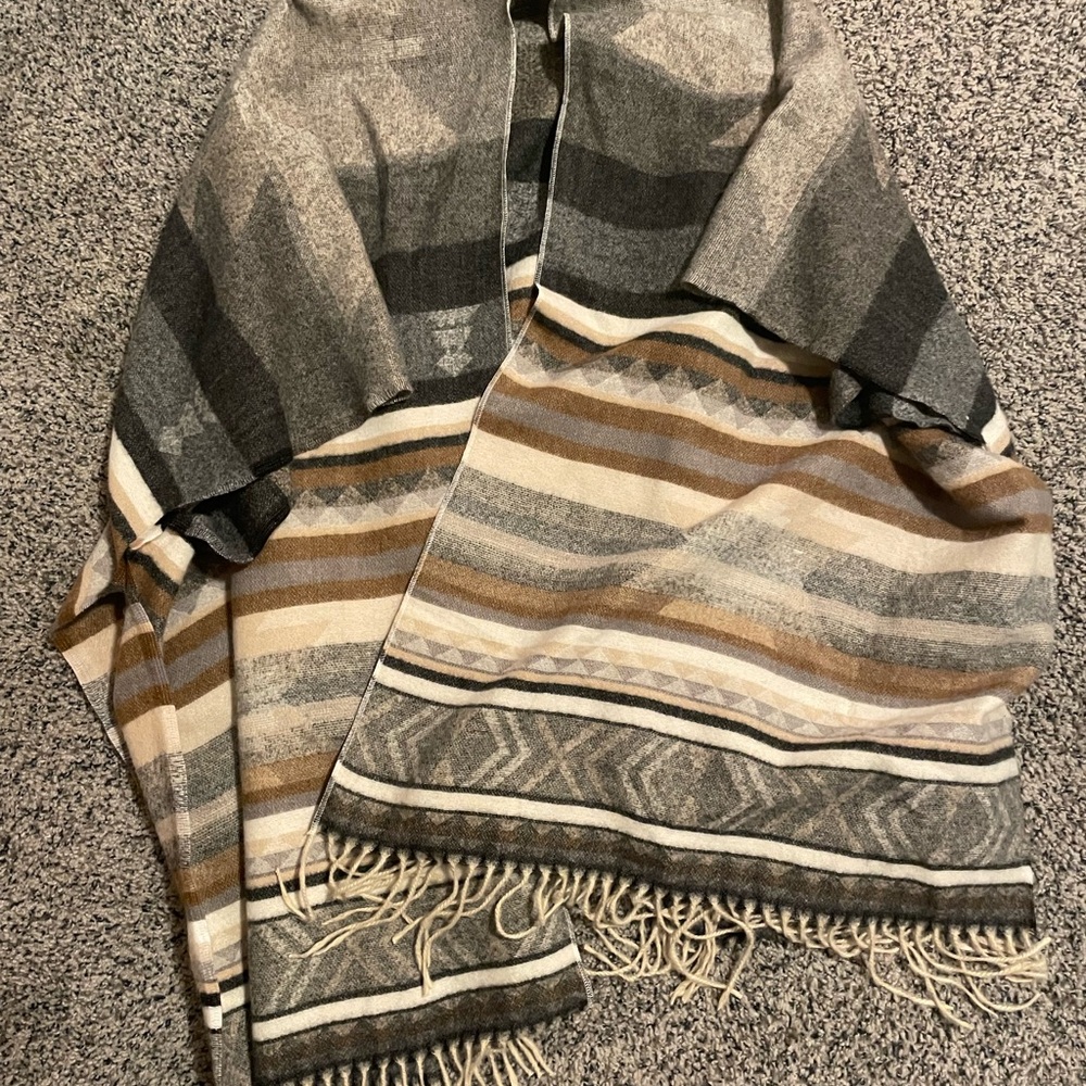 Vince Camuto Striped Fringe Shawl